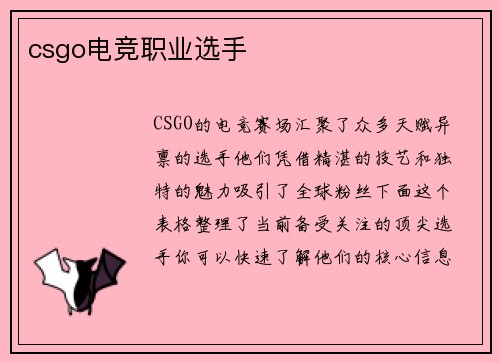 csgo电竞职业选手